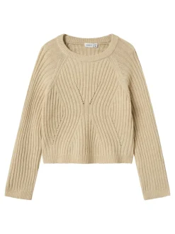 Rikine Short Striktrøje, Doeskin, 134-140 cm