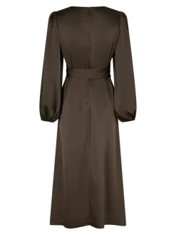 Rimini Heavy Sateen Kjole, Dark Brown, 38