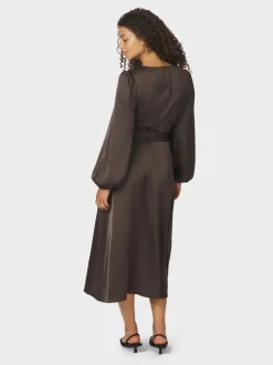 Rimini Heavy Sateen Kjole, Dark Brown, 38
