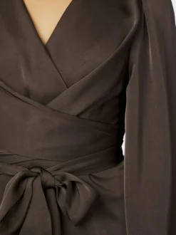 Rimini Heavy Sateen Kjole, Dark Brown, 38