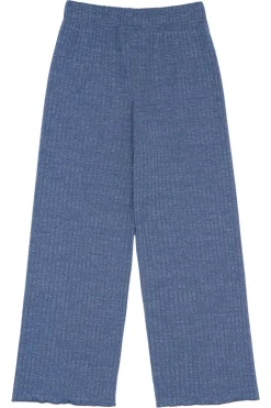 Rina Wide Glitter Rib Bukser, Navy Blazer, 146-152 cm