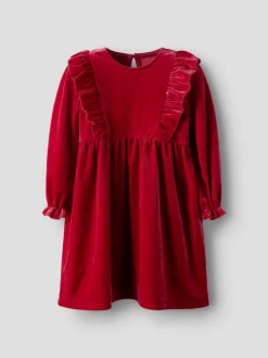 Rinne Velour Kjole, Jester Red, 110 cm