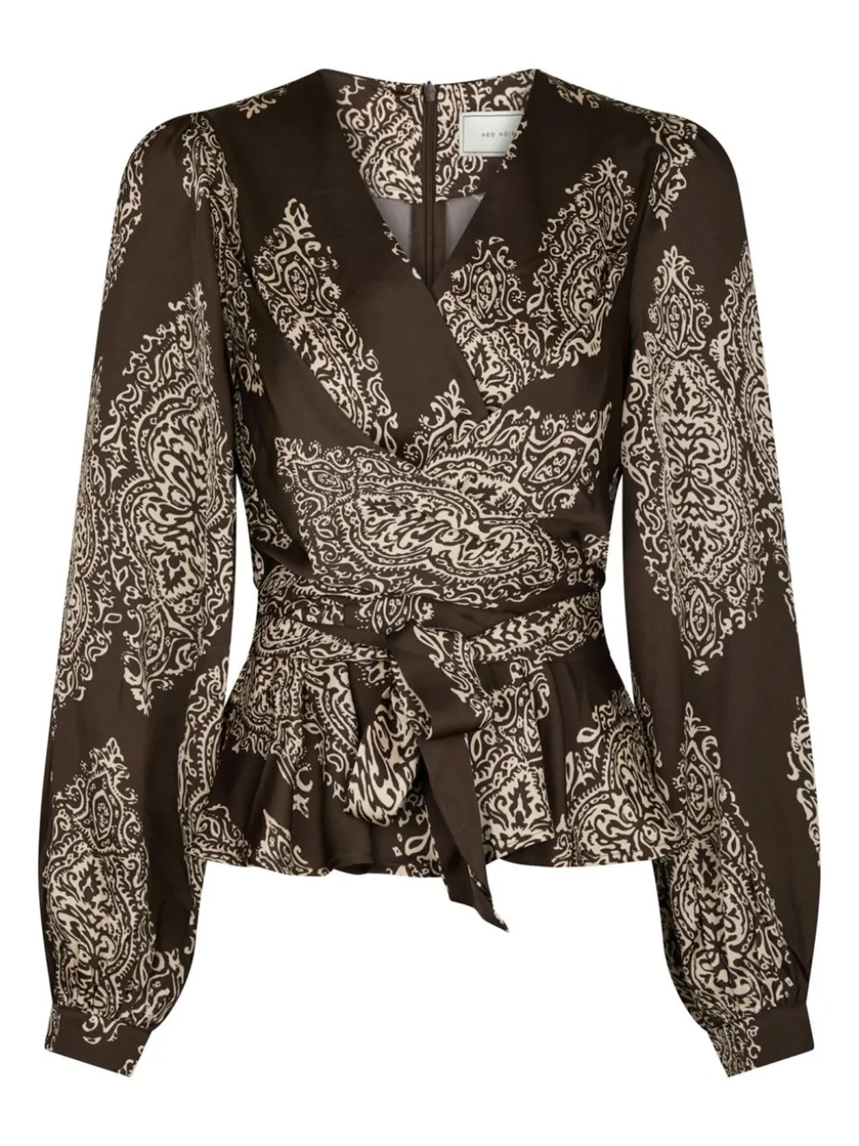 Rista Paisley Drop Bluse, Dark Brown, 36