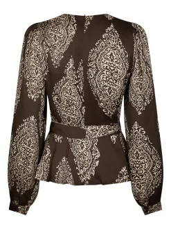 Rista Paisley Drop Bluse, Dark Brown, 36