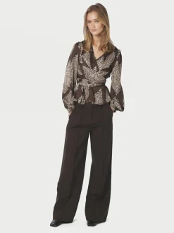 Rista Paisley Drop Bluse, Dark Brown, 36