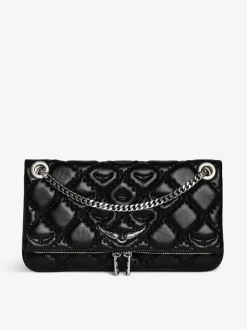 Rock II Quilted Monogram Clutch, Black