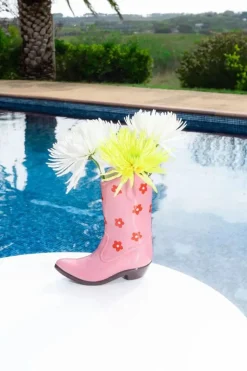 Rodeo Cowboy Boot Vase, Lyserød