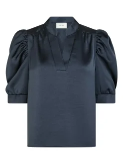 Roella Heavy Sateen Bluse, Midnight Blue, 38