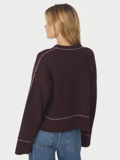 Roeme Knit Stitch Striktrøje, Wine, 38