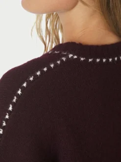 Roeme Knit Stitch Striktrøje, Wine, 38