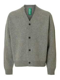 Rolf Knit Wool Cardigan, Medium Grey Melange, XXL