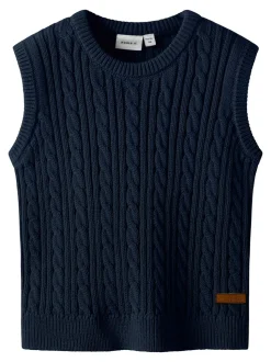 Roman Knit Vest, Navy Blazer, 98 cm