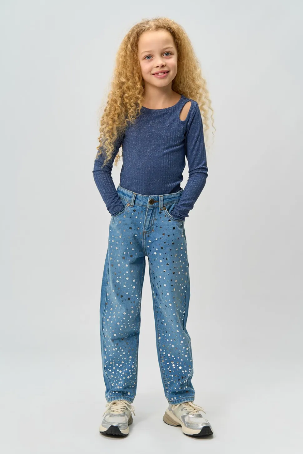 Romina Mom Fit Jeans, Light Blue Denim, 134-140 cm