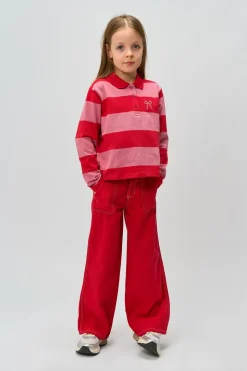 Rook Langærmet Pique Polo, Ski Patrol Striped, 134-140 cm