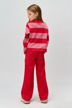 Rook Langærmet Pique Polo, Ski Patrol Striped, 134-140 cm