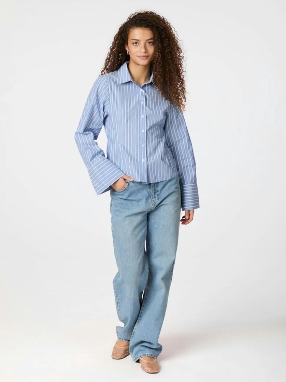 Rosa Stripe Shirt, Blue, 36