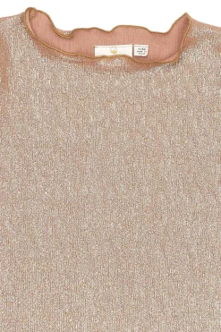 Rosalind Langærmet Glitter Bluse, Gold, 134-140 cm