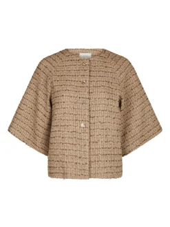 Rosella Boucle Mini Jakke, Taupe, 38