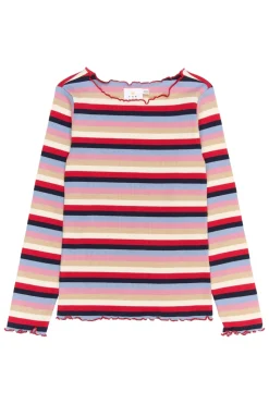Rosie Langærmet Rib Bluse, Multi Striped, 134-140 cm