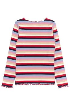 Rosie Langærmet Rib Bluse, Multi Striped, 134-140 cm