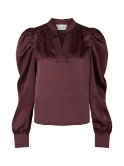 Rosslyn Heavy Sateen Bluse, Burgundy, 38