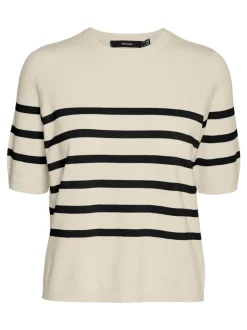 Saba Plain Strikbluse, Birch/Black, L