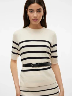 Saba Plain Strikbluse, Birch/Black, L