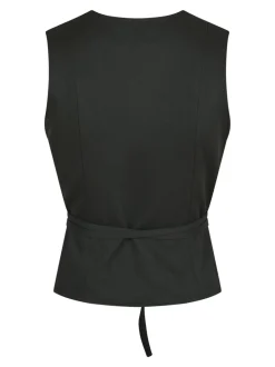 Samara Twill Wrap Vest, Black, 42