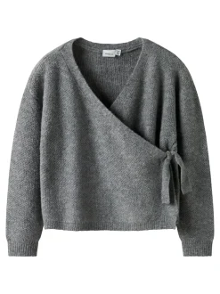 Sanie Striktrøje, Grey Melange, 122-128 cm