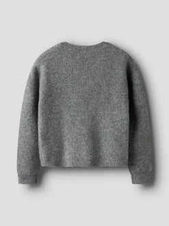 Sanie Striktrøje, Grey Melange, 122-128 cm