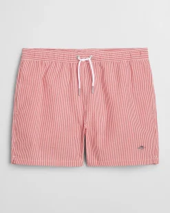 Seersucker Badeshorts, Ruby Red, XXL