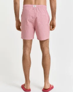 Seersucker Badeshorts, Ruby Red, XXL