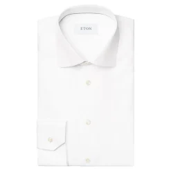 Semi Solid Signature Twill Slim Skjorte, White, 41