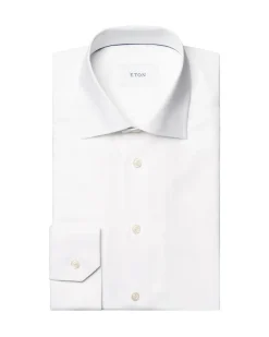 Semi-Solid Twill Slim Skjorte, White, 42