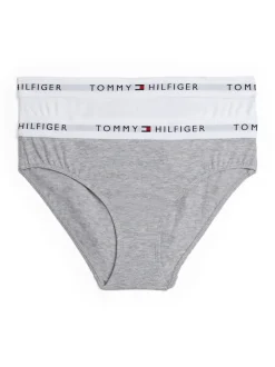 Signature Logo Waistband 2-pak Briefs, White/Light Grey Heather, 128-140 cm