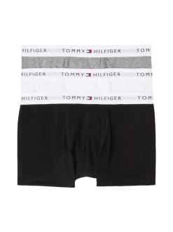 Signature Logo Waistband 3-pak Trunks, White/Gry Htr/Black, 152-164 cm