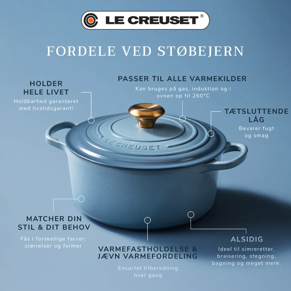 Signature Rund Støbejernsgryde, Chambray, 4,2 L