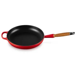 Signature Støbejerns Stegepande Med Træhåndtag, Cerise, Ø28 cm