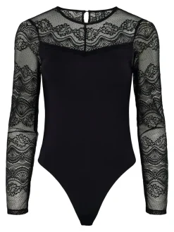 Sinna Langærmet Bodystocking, Black, M