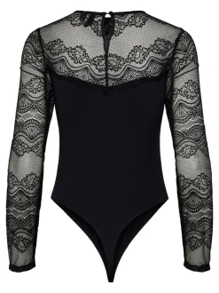 Sinna Langærmet Bodystocking, Black, M