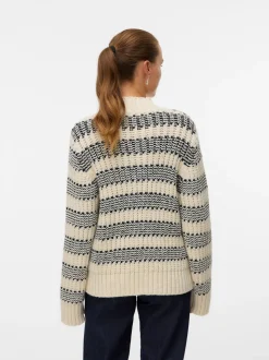 Skye Highneck Striktrøjer, Birch/Black, M