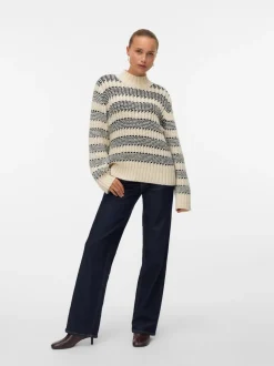 Skye Highneck Striktrøjer, Birch/Black, M