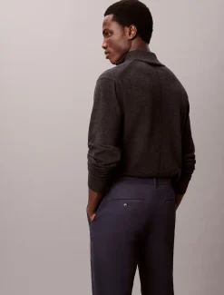 Slim Sateen Chino Bukser, Dark Sapphire, W33/L32