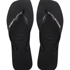 Slim Square Sandaler, Black/Silver, 35/36