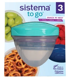 Snack 'N' Nest To Go 3-pak Plastikbøtte, Multi
