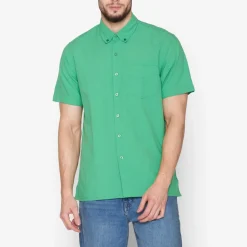 Solid Seersucker Skjorte, Bottle Green, XL