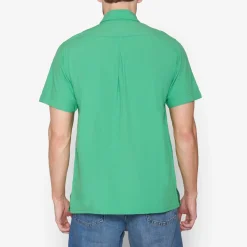 Solid Seersucker Skjorte, Bottle Green, XL