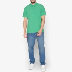 Solid Seersucker Skjorte, Bottle Green, XL