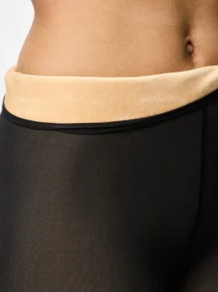 Sophie Fleece Tights, Black Nude, M/L