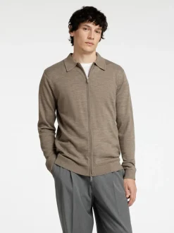 Soren Knit Zip Cardigan, Desert Taupe, S